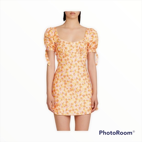 Significant Other Jolie Floral Puff Sleeve Mini Dress Marigold Posie Size 2 NWT - Picture 10 of 16
